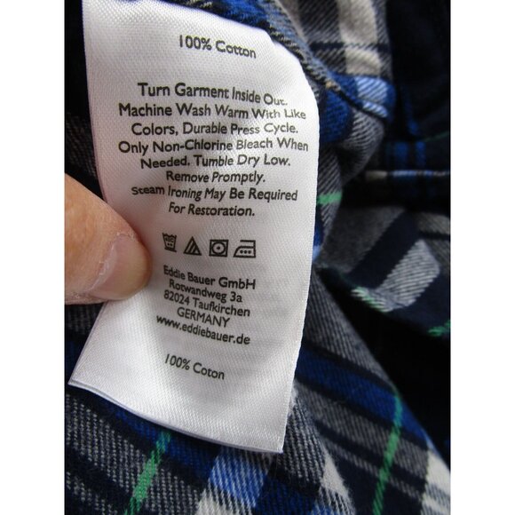 Eddie Bauer Shirt XL White Flannel Classic Fit Plaid Button Up Preppy - Picture 10 of 11